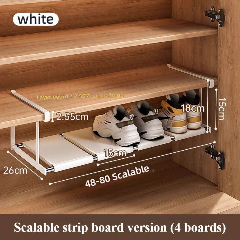 Shoe Rack Retractable Shoes Cabinet Shelf Simple Layered Partition Shoe Tray Storage Household Space-Saving Hanging Shoes Basket: Red