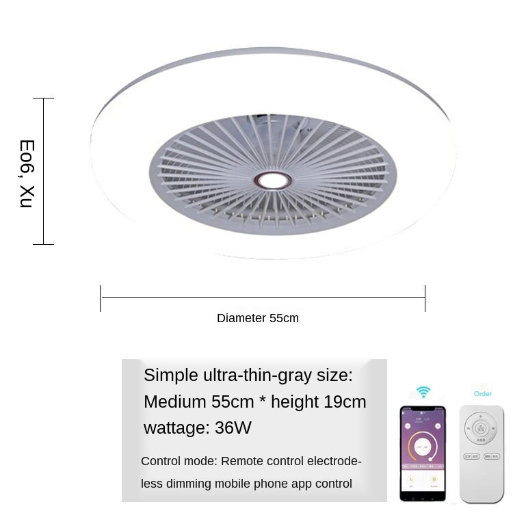 Ceiling Fan with Lighting 180V-265V LED Light with APP Mobile Phone Control Support Bluetooth Connection for Bedroom Living Room: 2