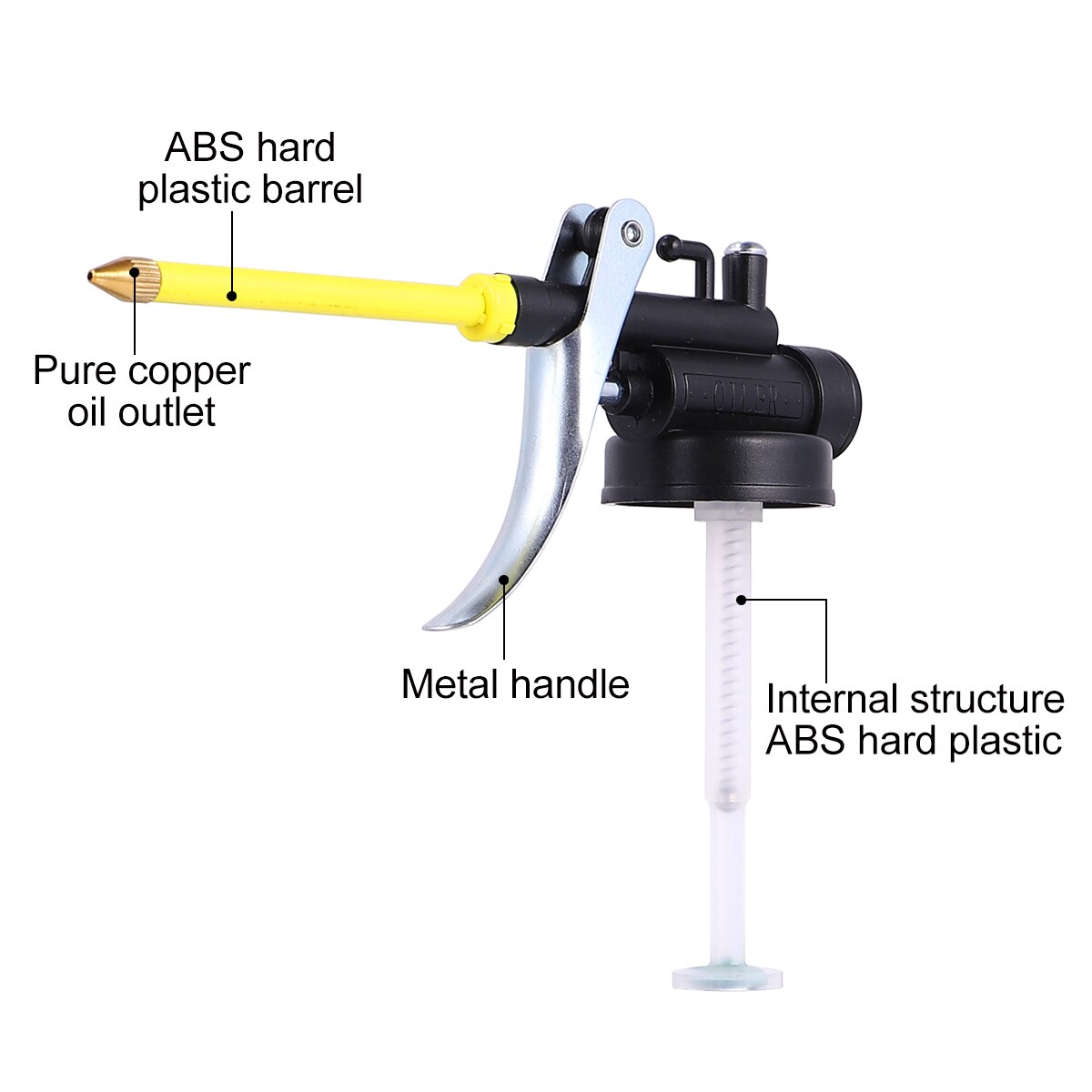 2 Pcs 250ml High Pressure Oil Pot Pump Oil Can Aluminium Oiler(Yellow)
