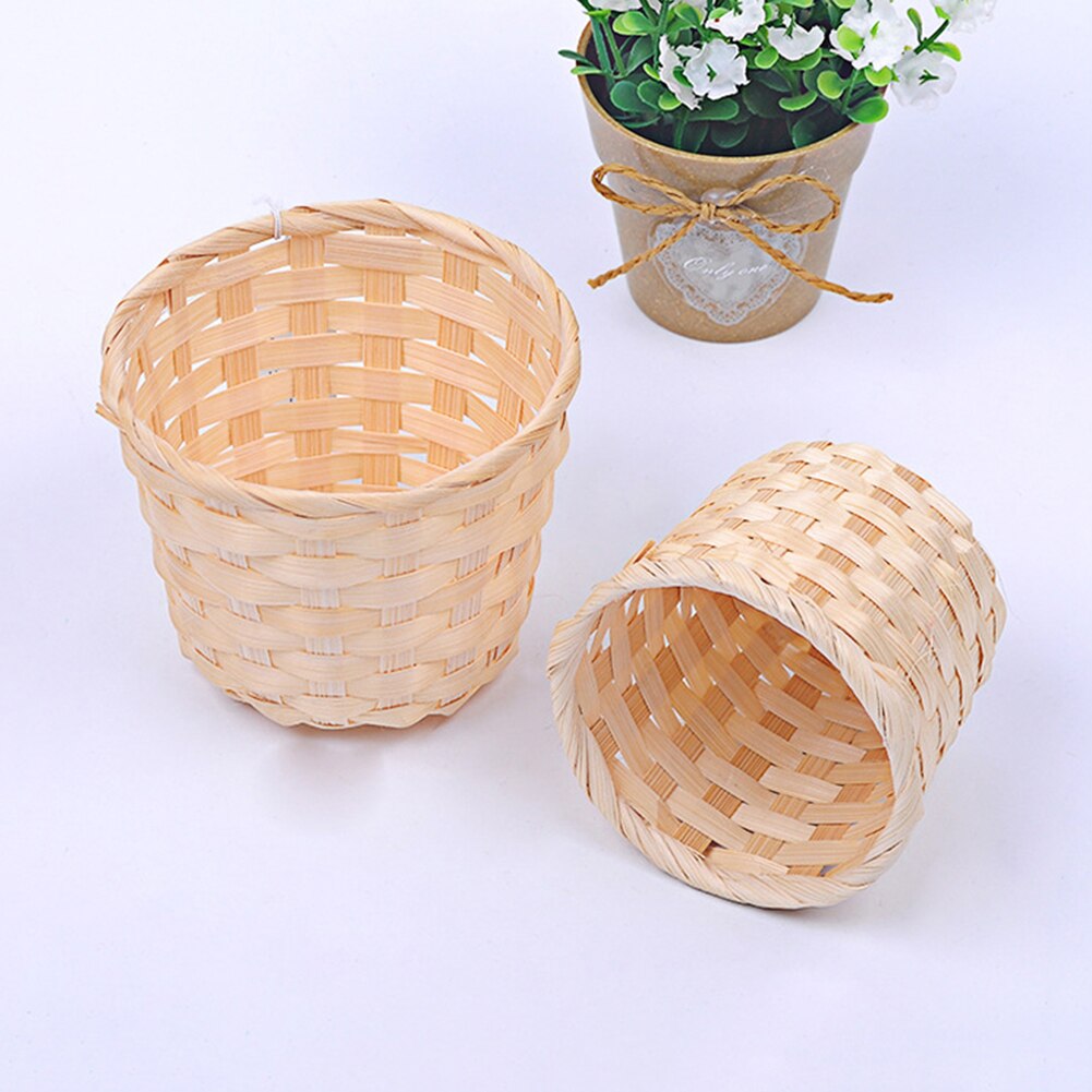 Bambus vævet kurv bh diverse organisator rattan plantekasse desktop container