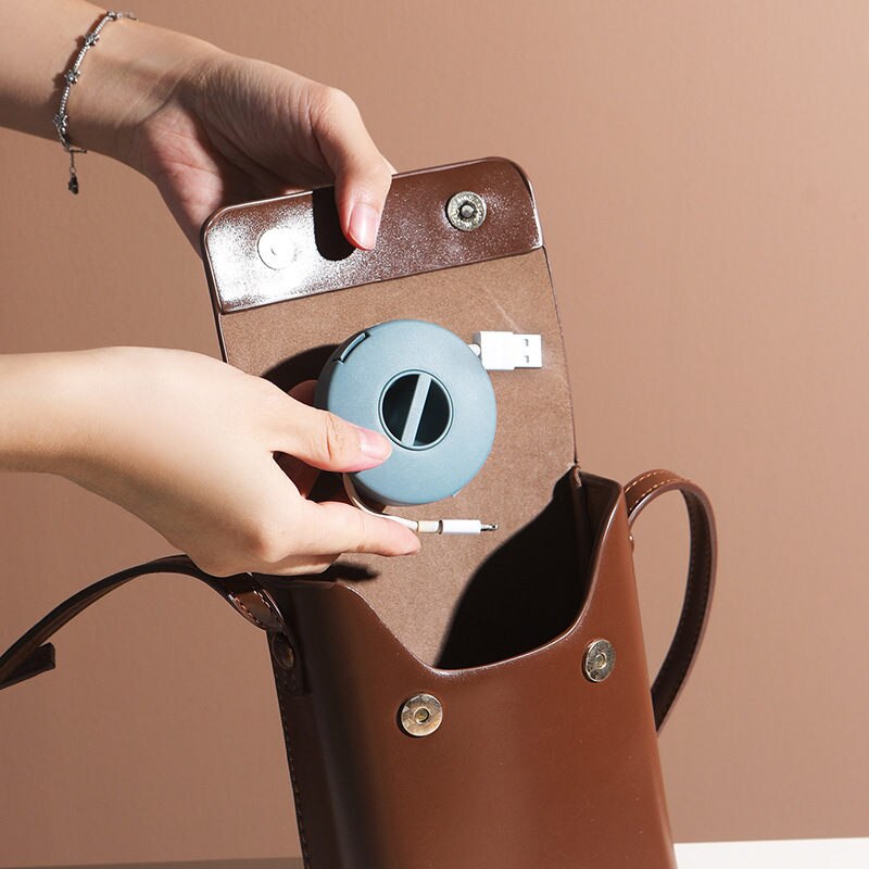 Cable Container Round Wire Winder Box Portable Phone Data Cable Storage Box Case USB Charger Holder Wire Management Box U3