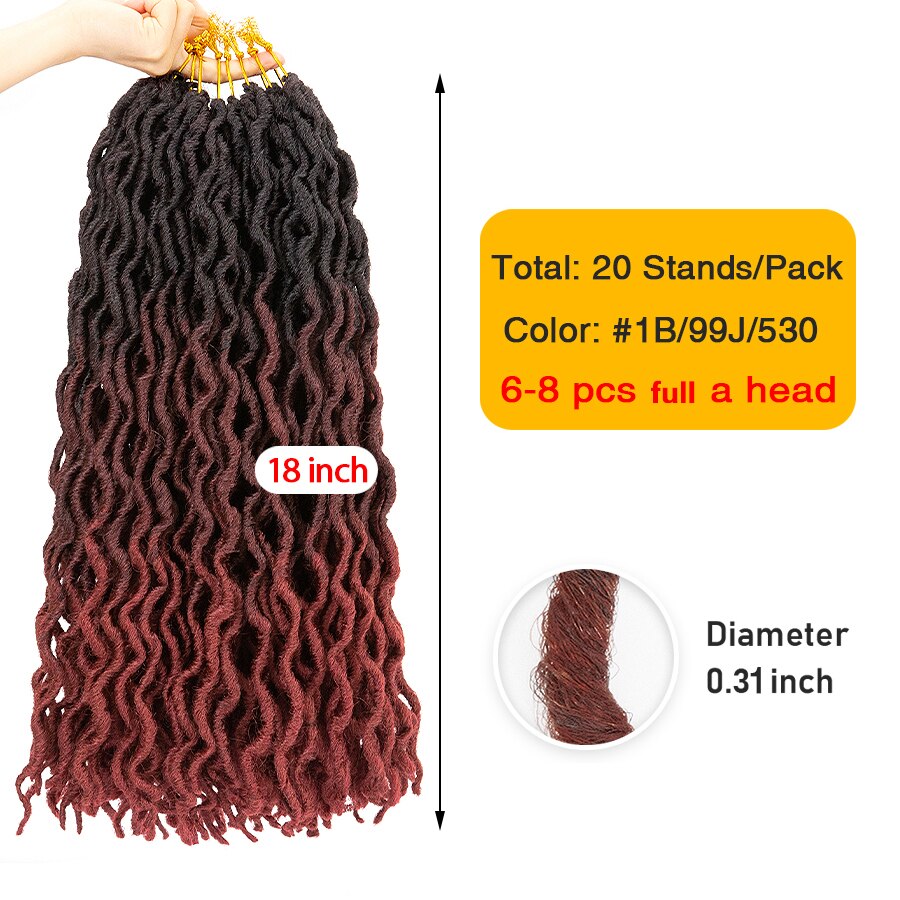 AliLeader 7colors Synthetic Crochet Braids Curly 12/ 18inch Nu Locs Crochet Extensions 20strand Goddess Faux Locs Crochet Hair: P4/30