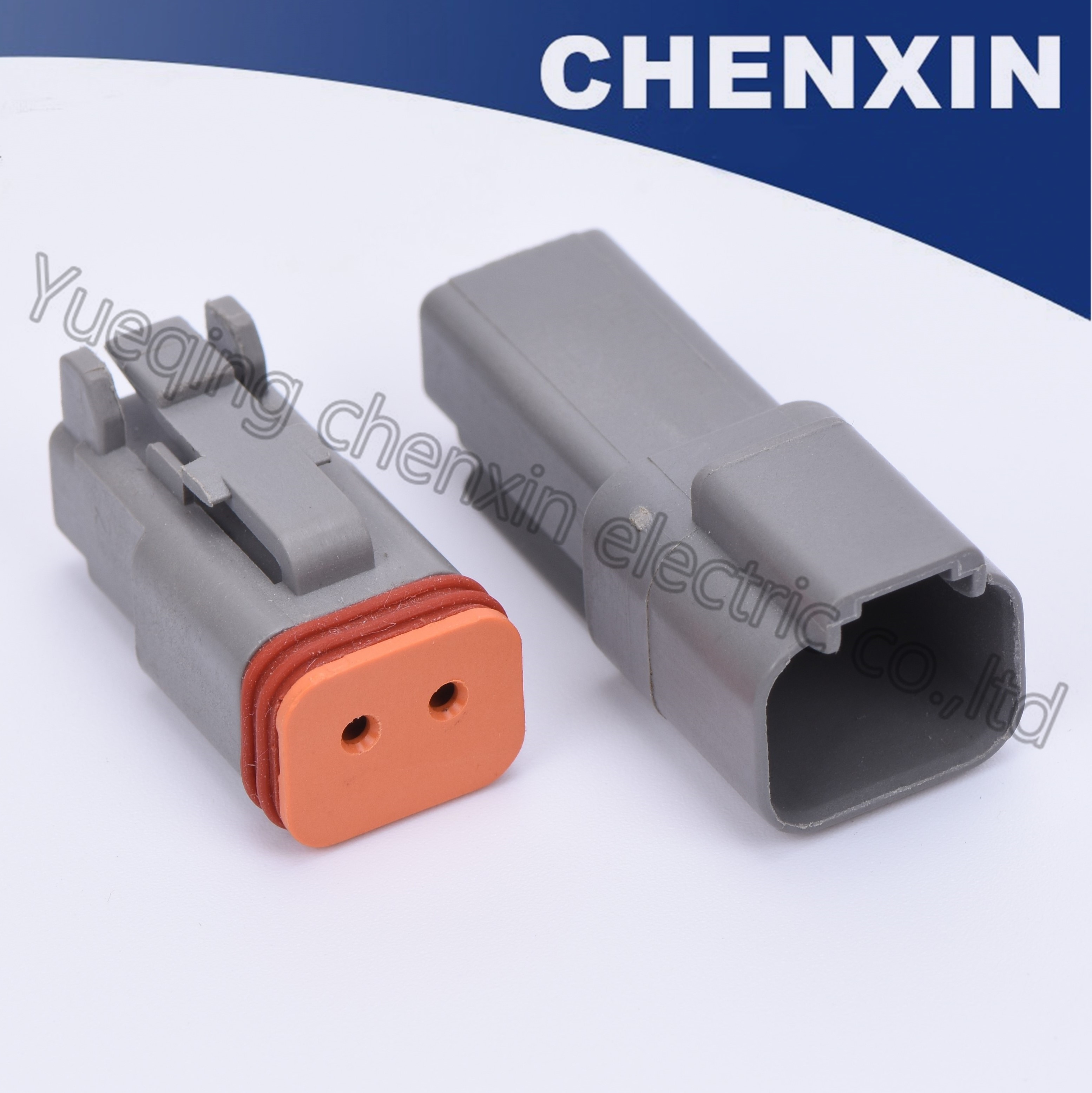 Gray 2 pin car waterproof auto connectors Deutsch 2p female and male 1.5 DT series With machined solid terminal DT06-2S DT04-2P