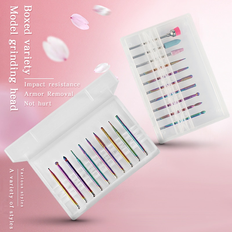 1 Set Nail Grinding Head Milling Manicure Tungsten Steel Cutter for Pedicure Machine Sander Drill Bit Set Electric Tools