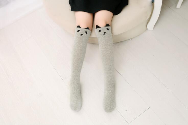 Herbst mädchen kätzchen Ebene Strümpfe mädchen oberschenkel Knie Socken halb socken Ebene 10 Arten 43CM 4-15Jahre TZ05: grau Bär