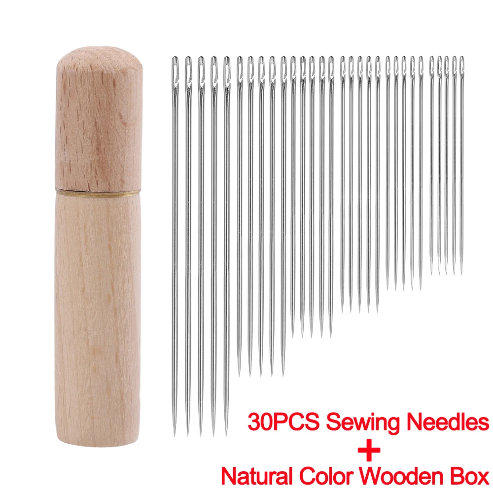 30/12Pcs Side Hole Blind Sewing Needles Stainless Steel Elderly Self Threading Needles Household DIY Beading Threading Needle: Silver