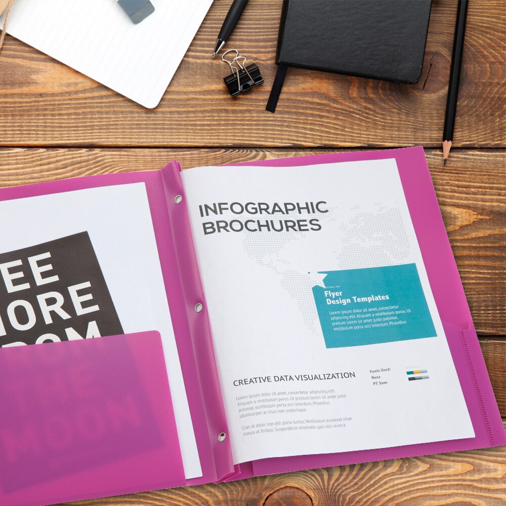 Comix Poly File Folders with 2 Pockets, File Portfolio Folder with 3 Prong Fastners, Letter Size, 12pcs/Pack