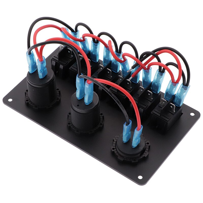 6 Gang Led Schakelpaneel 12V Stopcontact Usb Lader 3.1A Digitale Voltmeter Schakelaar Controle Voor Auto Boot camper Marine Rv
