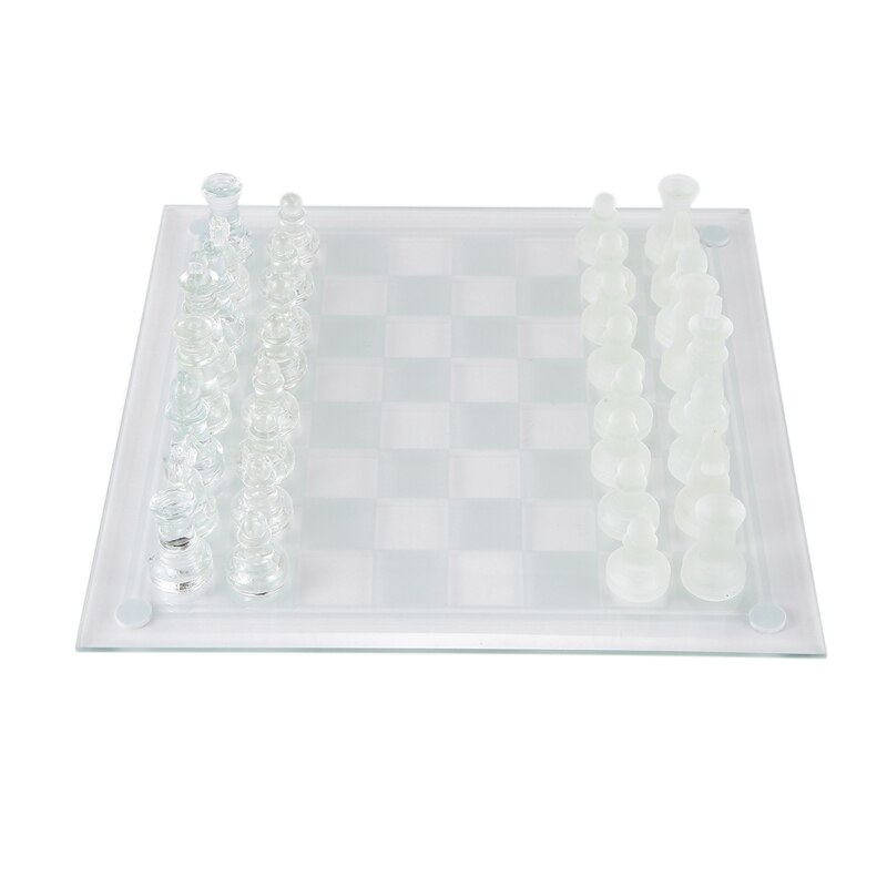 8 Inch International Chess Game,Complete Glass Chess Set 32 Pieces Game & Board Play: Default Title