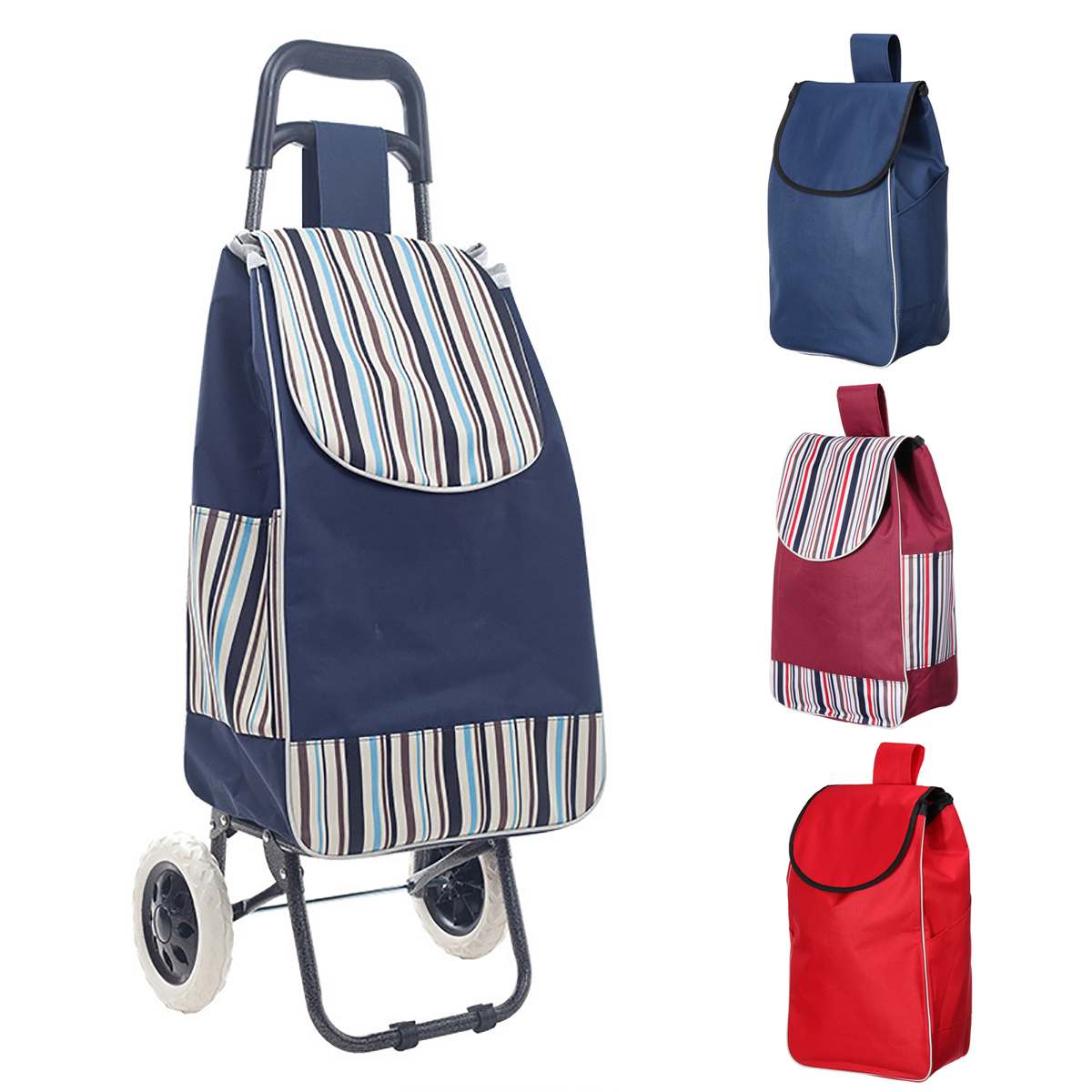 Foldable Shopping Trolley Bag Tote Cart Carts Trolley Bag Basket Luggage Rain Proof Thickened Canvas NO cluding Cart