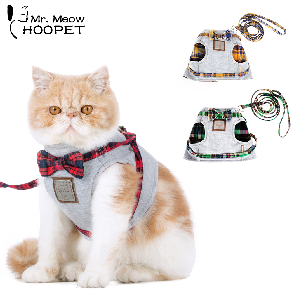 Hoopet Cat Collar Harness Leash Adjustable Nylon Soft Breathable Air Nylon Mesh Puppy Dog Pet Cat Harness and Leash Set