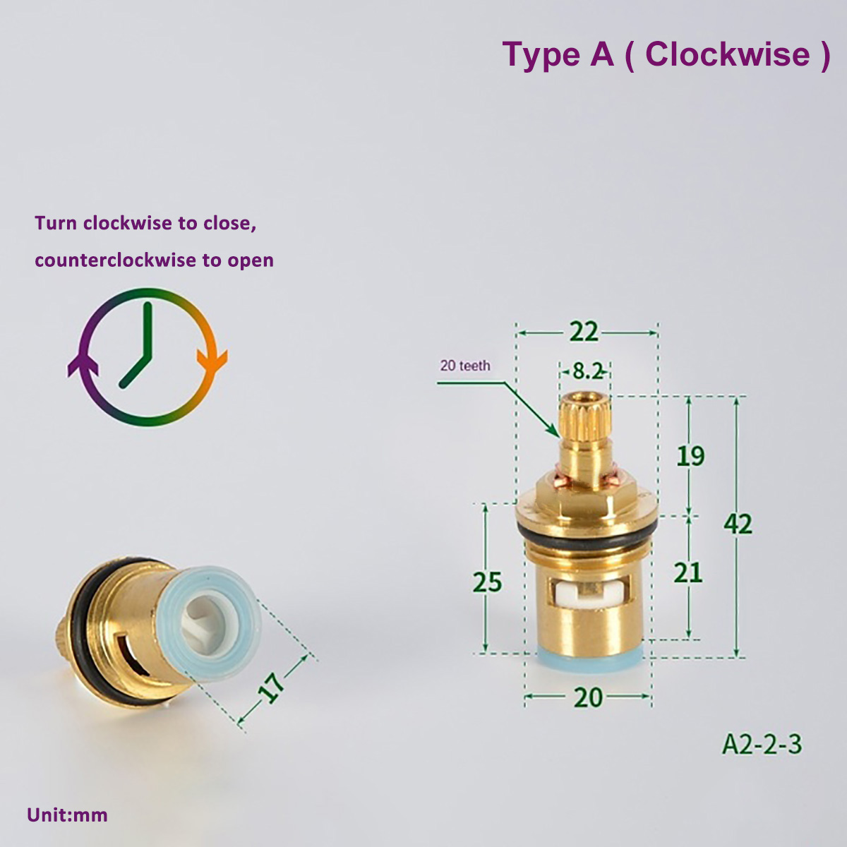 Universal Replacement Tap Valves Brass Ceramic Disc Cartridge Inner Faucet Valve for Bathroom Kitchen Clockwise / Anti-clockwise: WHITE