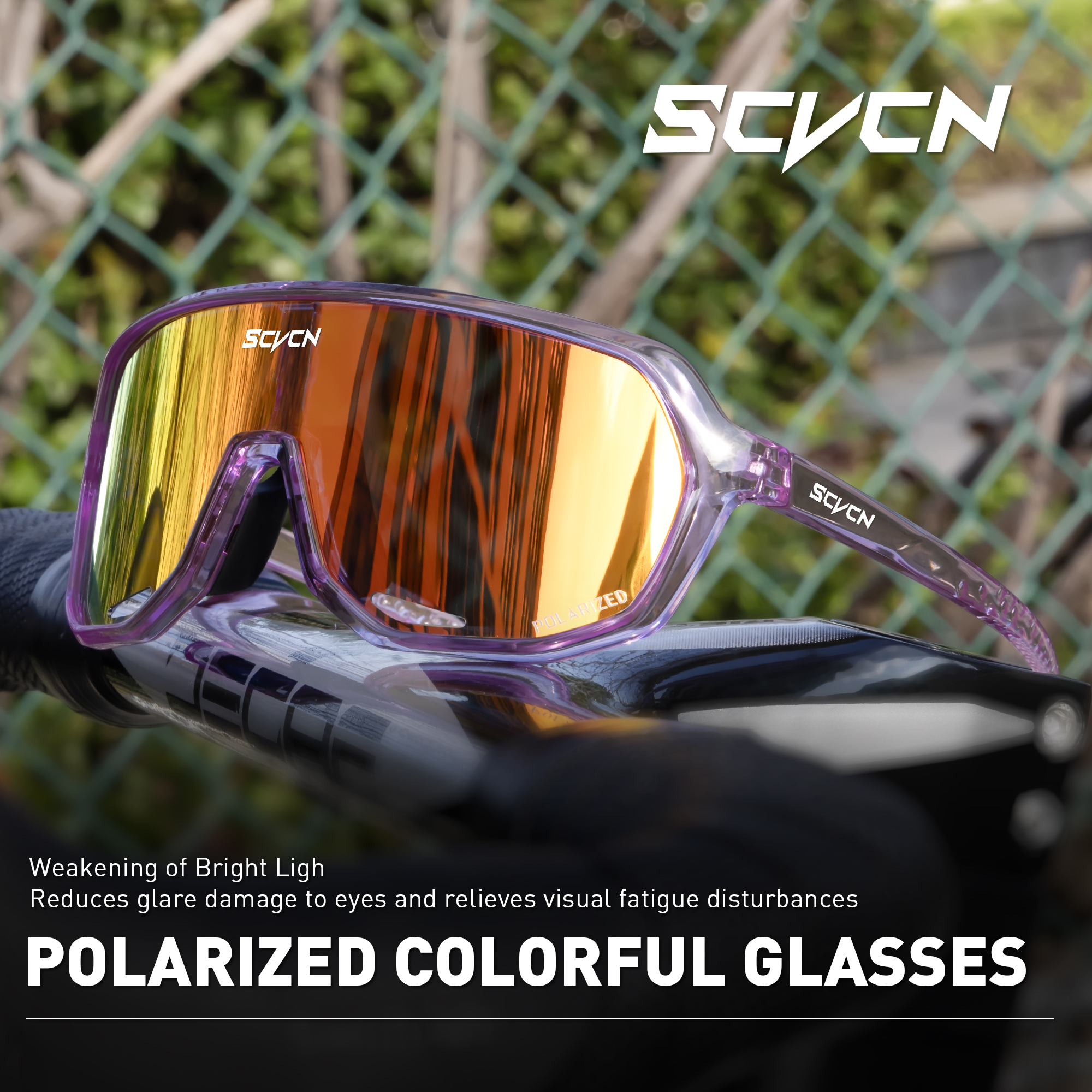 SCVCN Polarized Sunglasses for Driving Cycling Glasses Bicycle Mountain Bike Men Women UV400 Casual Glasses: Pink