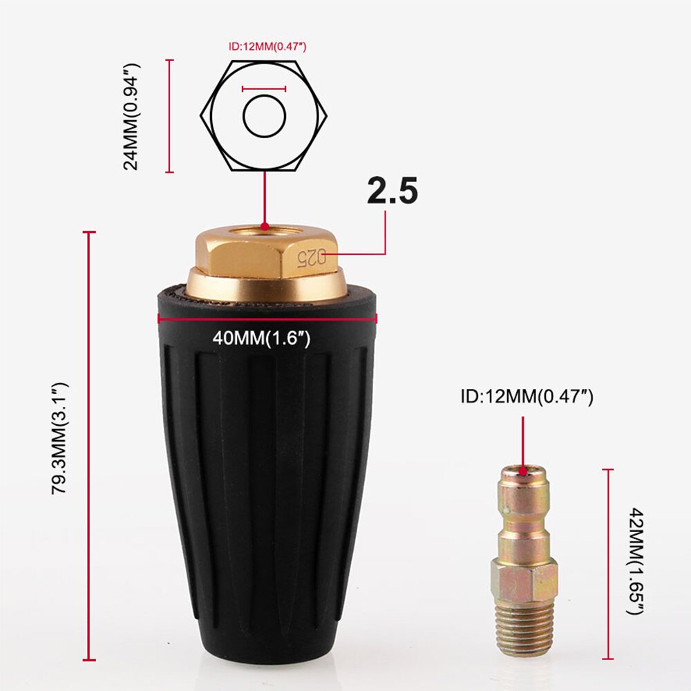 High Pressure Cleaner 3600PSI Spiral Nozzle 360 Degree Rotation Turbine Nozzle Foam Nozzle for High Pressure Foam Car Washer