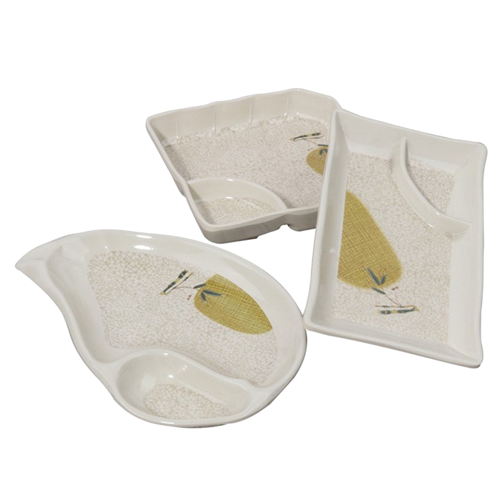 2 Compartment Reusable Sauce Dish Side Seasoning Dish Condiment Dishes Sushi Soy Dipping Bowl Snack Serving Tools