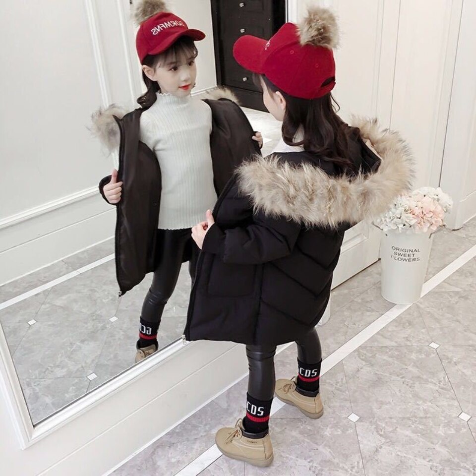 5 6 8 10 12 anni parka per bambini morbido caldo freddo inverno neonato ragazzi collo di pelliccia cappotti stile media lunghezza capispalla tinta unita: 302 / 12