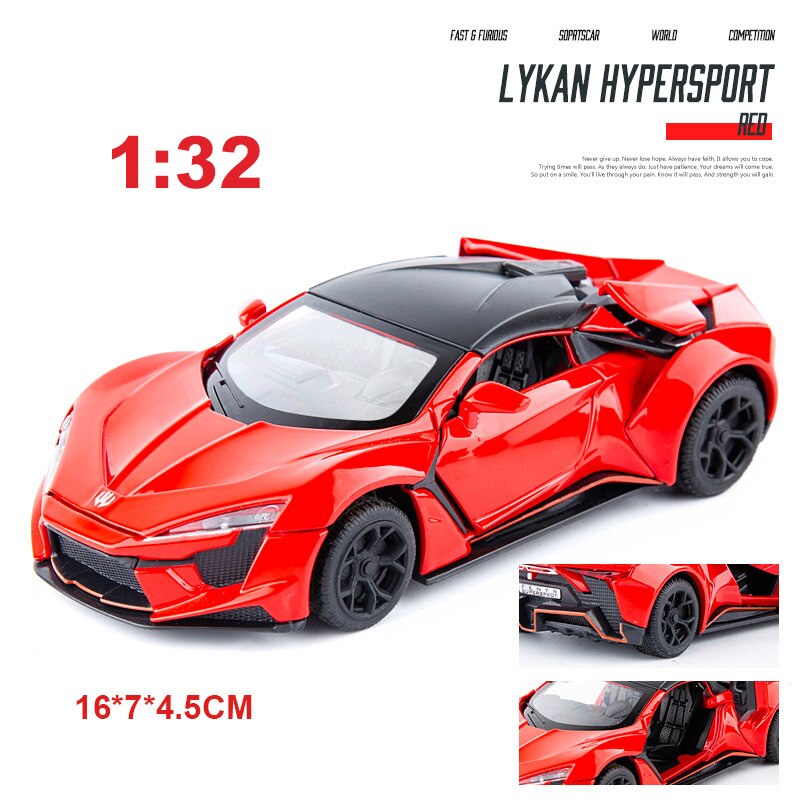 1:24 1:32 Lykan Hypersport In Lega Modello di Auto Giocattoli Pressofusi E Veicoli Auto giocattolo In Metallo Collezione Del Capretto Giocattoli Per Bambini Regali Veloce-Fast And Furious: 1 32 Red