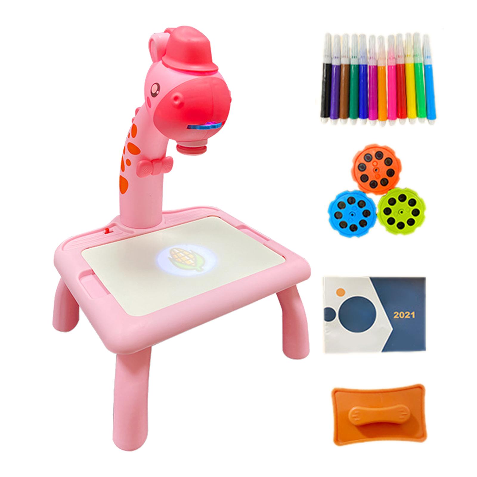 Projection Drawing Table Draw Projector Toy LED Projector Art Table Projection Drawing Board for Ages 3+: Pink Giraffe
