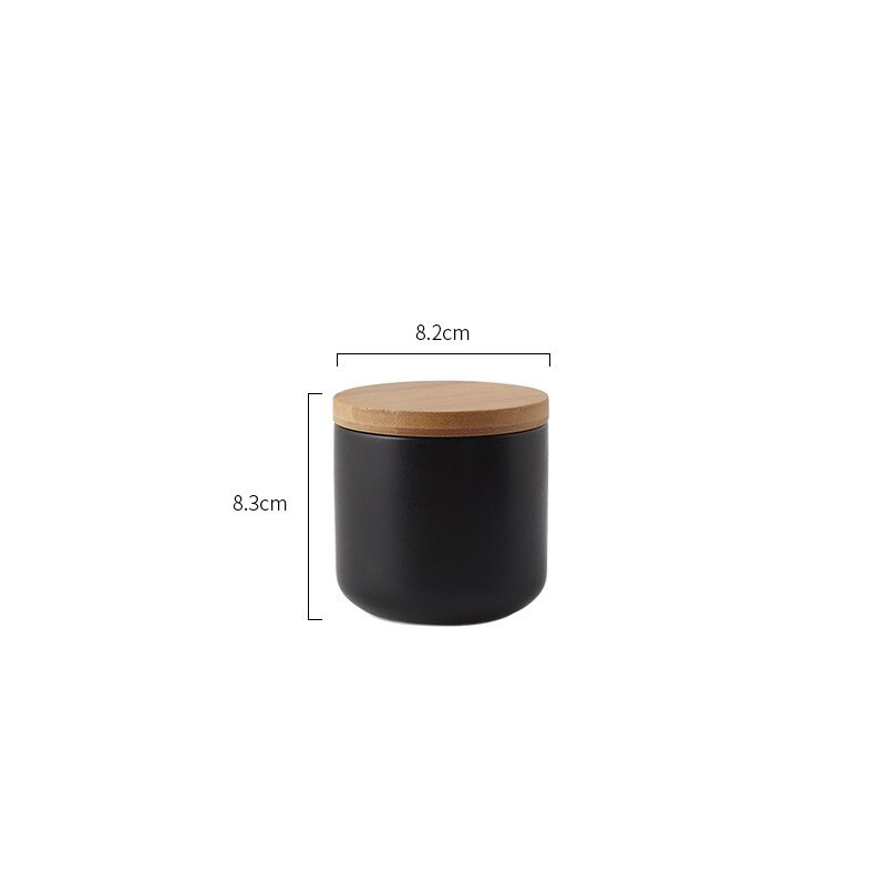 Nordisk stil keramisk lagringsflaskeburk til krydder tre lokk bokser kjøkken kaffe te godteri stokk bokser bokser: Svart 260ml