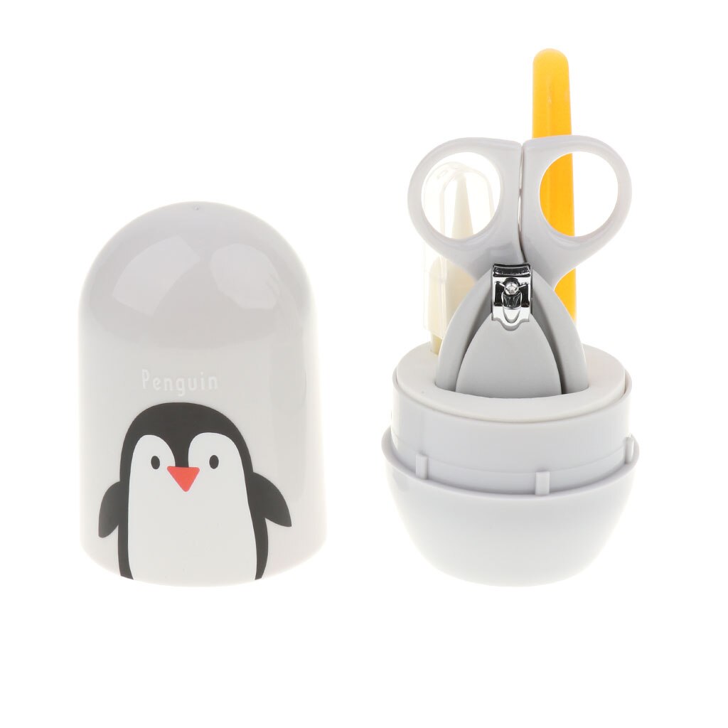 4 Stuks Baby Finger Toe Nail Schaar Clippers Set Trimmer Pasgeboren Veiligheid Schaar: Grey Penguin