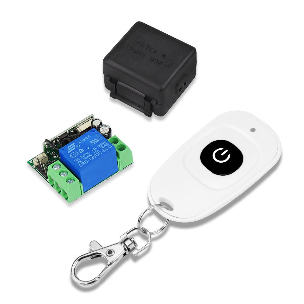 315 / 433 Mhz RF Transmitter Remote Controls Wireless Remote Control Switch DC12V 1CH Relay Receiver Module for Access Control: 1 White Remote