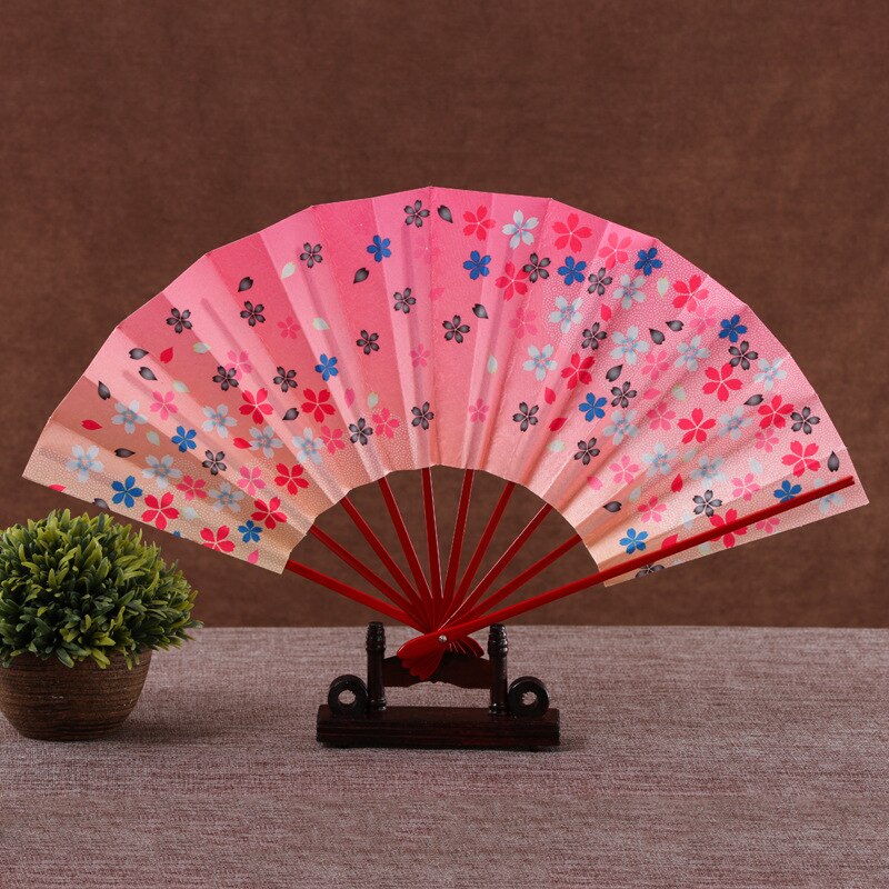 Rijst Papier Bakken Lak Side Bot Eetstokjes Fan Gedrukt Pocket Fan Woondecoratie Patroon Dans Handheld Fan: color11