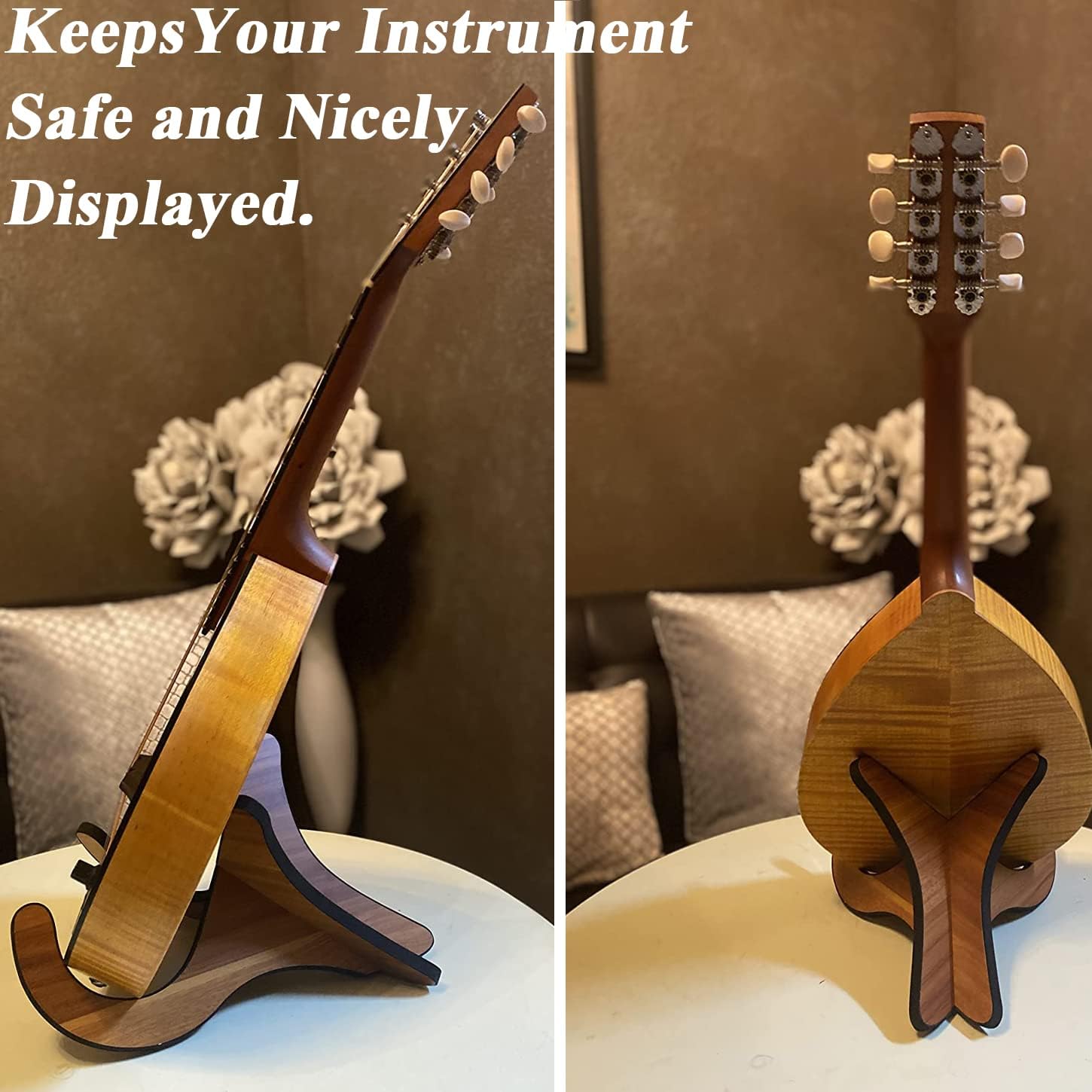 Ukulele-stativ i tre, instrumentstativ, sammenleggbart, bærbart stativ for mandoliner og fioliner