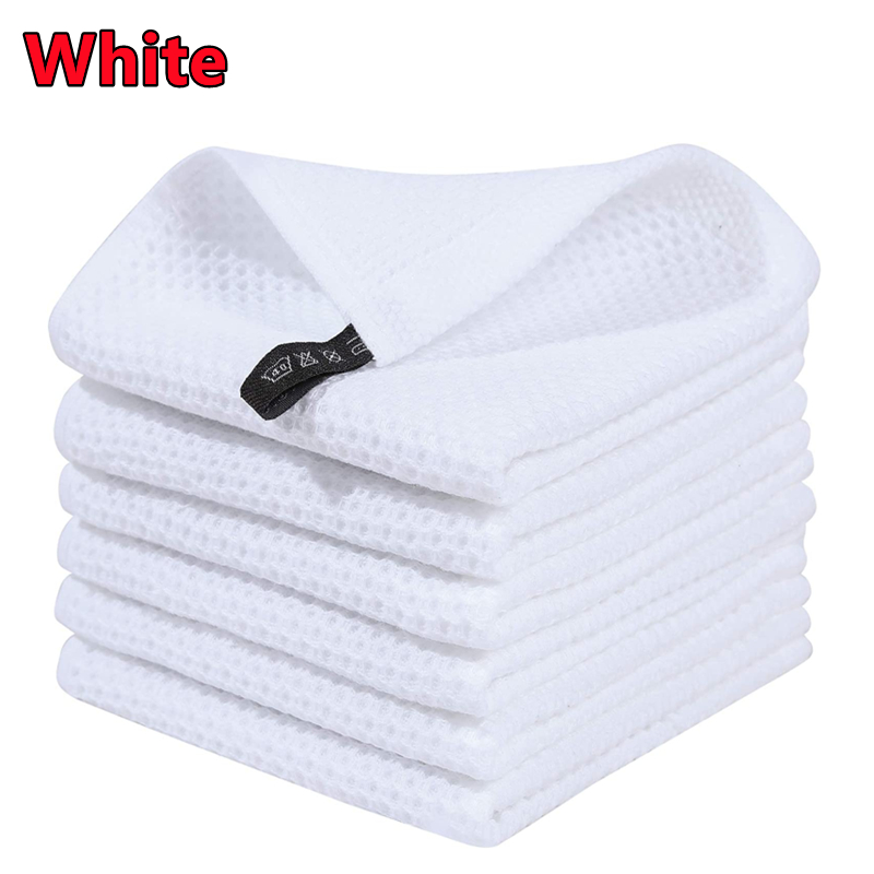 Paño de cocina de algodón toalla de cocina absorbente Ultra suave, paño de limpieza del hogar, utensilios de cocina, paño de lavado, trapo para platos: Blanco / 8 ud
