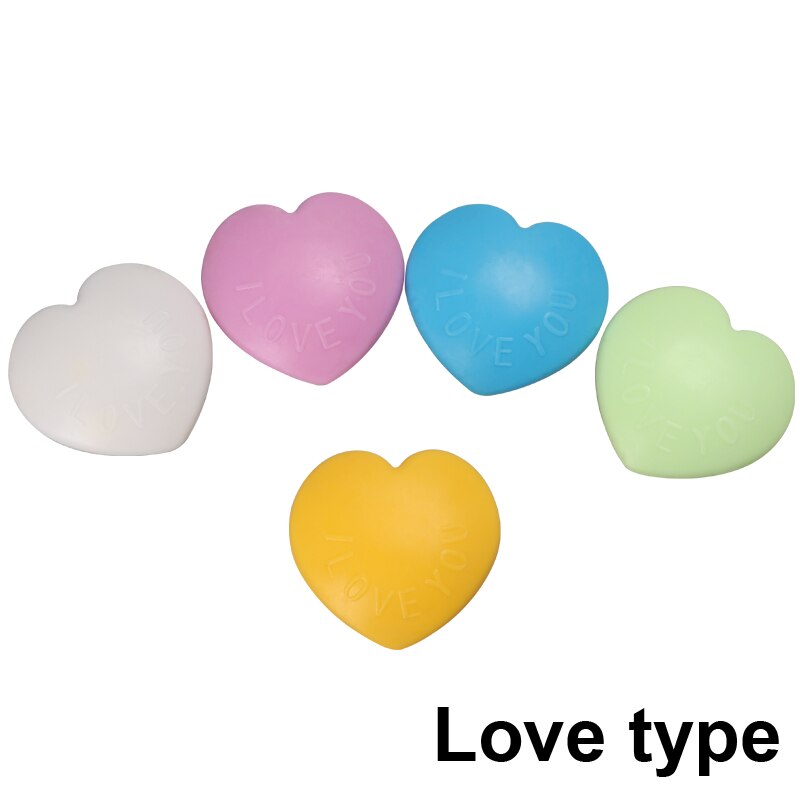 5PCS Soft Rubber Pad Doorknob Protect Wall Self Adhesive Silica Gel Door Stopper Anti-Collision Handle Fender Mute Cute Color: Love type / Green