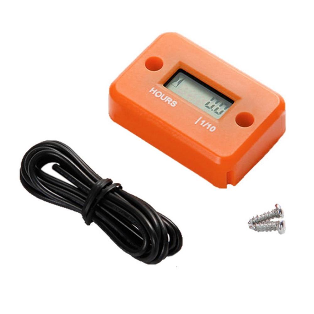 Waterproof Digital Hour Meter for Motorcycle ATV Snowmobile Boat Dirt Gas Engine LCD Digital Hour Meter: Orange