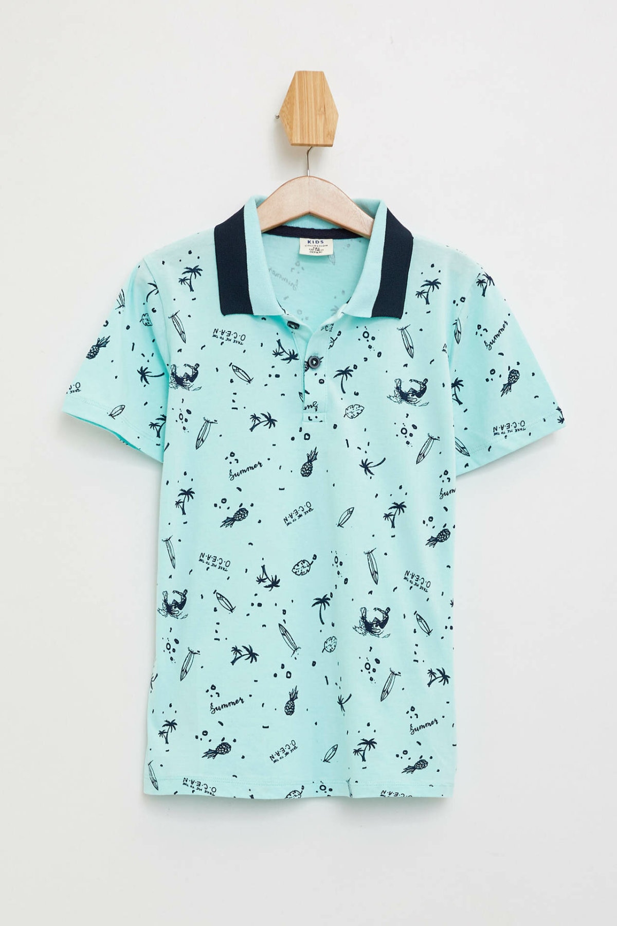 DeFacto Junge Revers T-Shirt Kinder Kinder Druck Muster Casual Kurzen Ärmeln Jungen Komfort Baumwolle Tops Sommer Neue-M2998A619HS