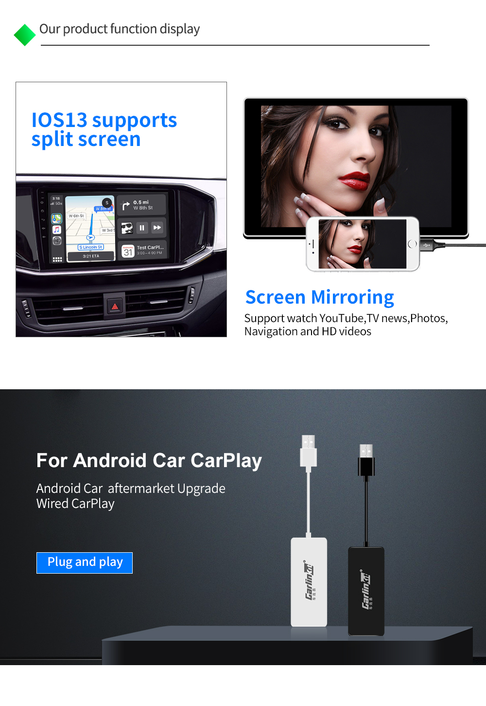 Carlinkit Usb Smart Auto Link Bedrade Dongle Android Auto Navigatie Voor Apple Carplay Module Auto Smart Telefoon Usb Carplay Adapter
