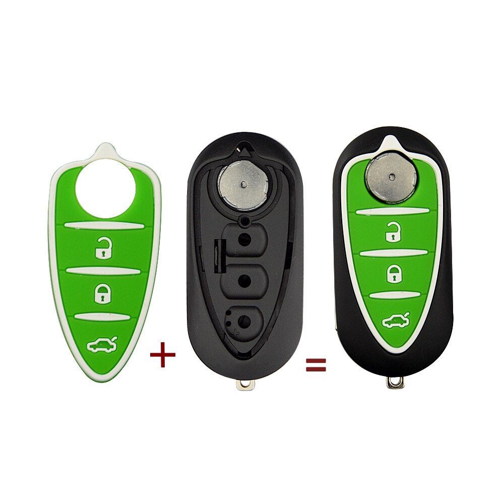 Okeytech 3 Knoppen Flip Vouwen Afstandsbediening Autosleutel Shell Voor Alfa Romeo Mito Giulietta159 Gta Vervangende Auto Sleutel Cover Ongesneden blade: Green