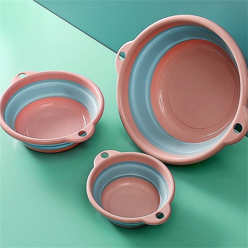 Household Convenient Laundry Basin Portable Washbasin Children Outdoor Retractable Plastic Fold-able Washbasin Folding Basin