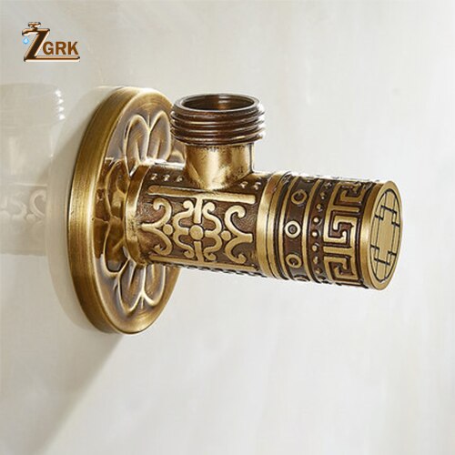 ZGRK Brass Angle Valve Water Control Valve Antique Water Tap Shower Diverter Valve Bathroom Water Fill Valve: SJF02
