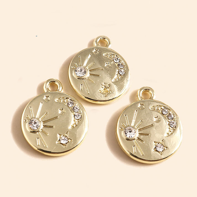 Leslie 5 Stuks Prachtige Gouden Zilveren Kleur Kristal Halve Maan Sterren Bedels Voor Oorbellen Armband Ketting Diy Sieraden Hangers