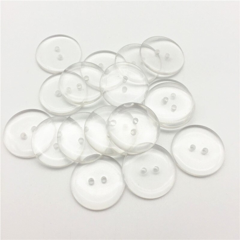 50pcs Lucency Resin Clear Buttons Transparent 2 Holes Round Sewing Shirt Button Embellishments For Scrapbooking