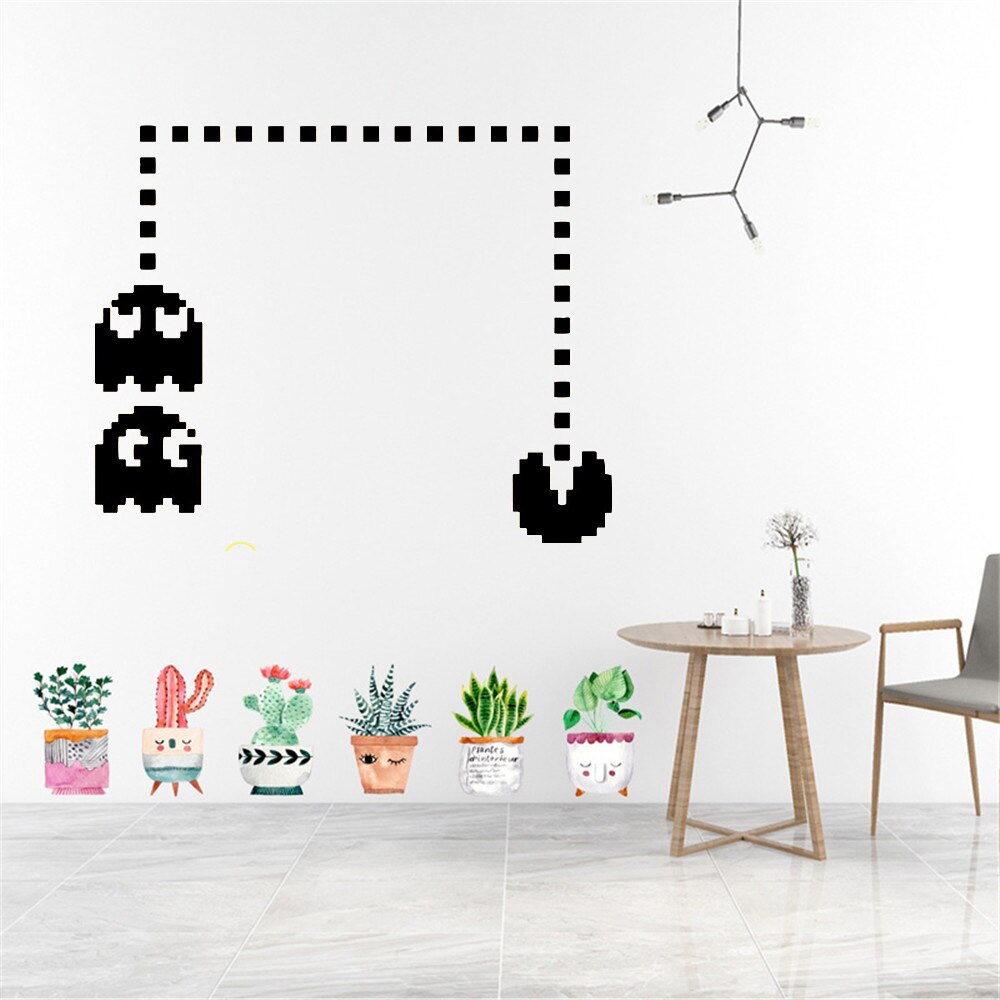 Cute Pacman Game Wall Stickers For Baby's Rooms Game Room Wall Art Sticker Murals Vinyl Art Sticker Waterproof ph489