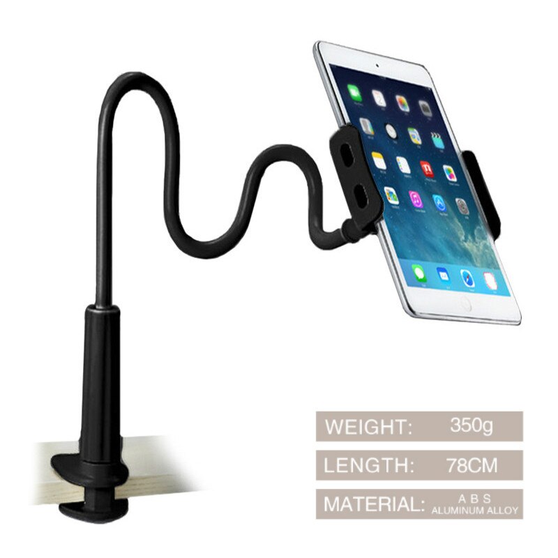 Soporte Flexible para Tablet, Soporte para IPad Mini Air/mobile phone de 3,5 a 10,5 pulgadas, Soporte para cama perezosa, Soporte para tableta, Soporte Flexible: Thick black