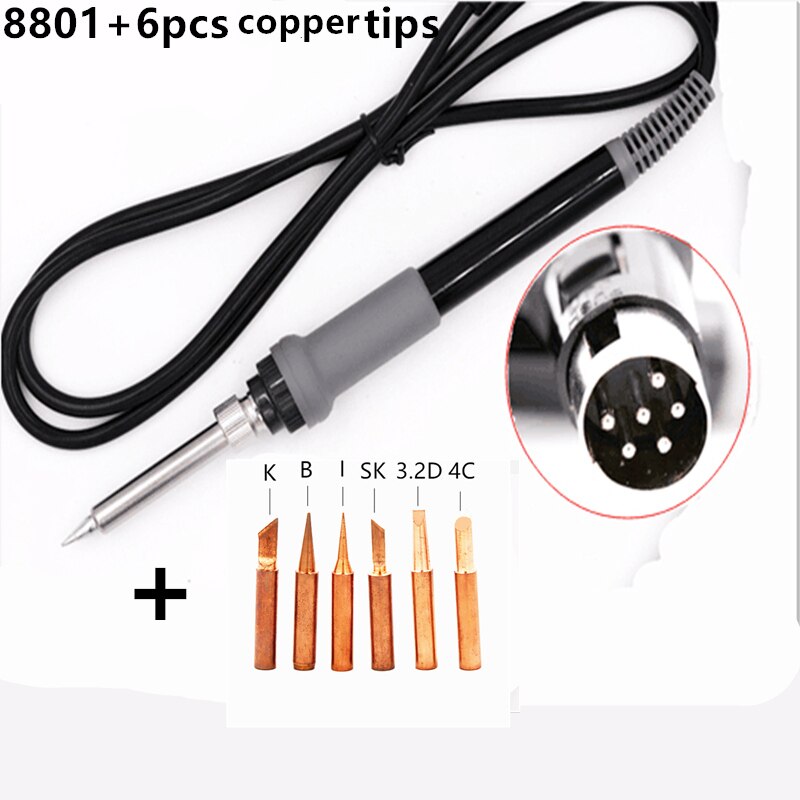 SZBFT Fx-8801 FX8801 Soldering iron Replacement Handle with 6pcs tips for HAKKO FX-888 FX-888D Solder Station: 8801 with cooper tip