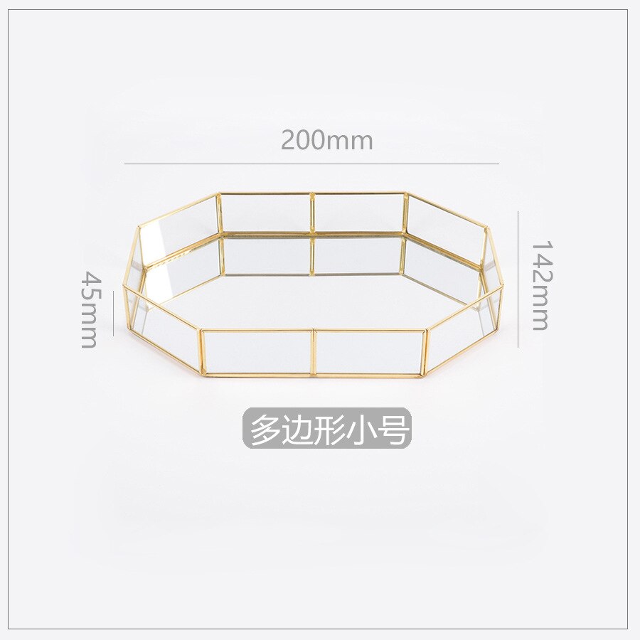 Glass Mirror Tray Storage Baskets Box Home Desktop Organizer Storage Tray Jewelry Necklace Display Tray Dessert Fruit Plate: M