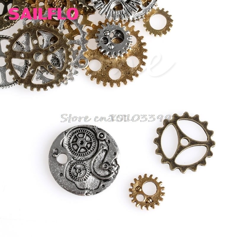42Pcs/Pack Mix Alloy Mechanical Steampunk Cogs & Gears Pendant Jewelry Craft