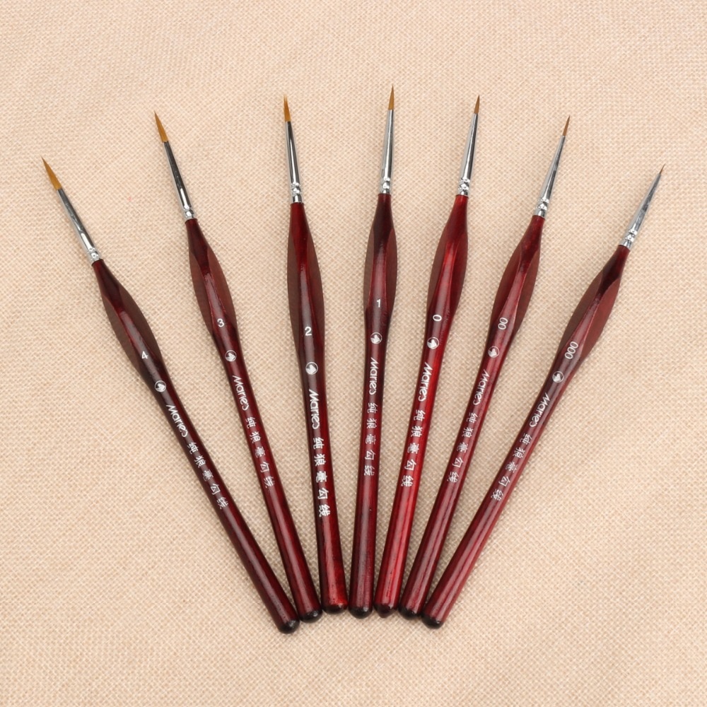 7 stk. sable hair pensel sæt - miniaturekunst pensler til tegning af gouache oliemaleri pensel kunstartikler