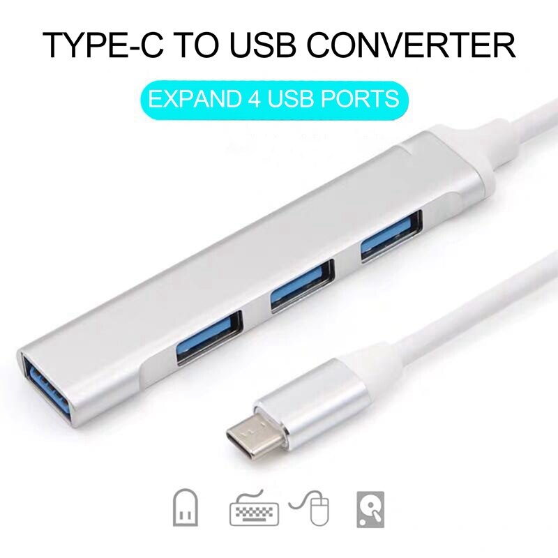 Typ-C zu Hub USB-C zu 4-Hafen USB 3,0 hoch-Geschwindigkeit-Splitter OTG Aluminium Legierung Docking Bahnhof