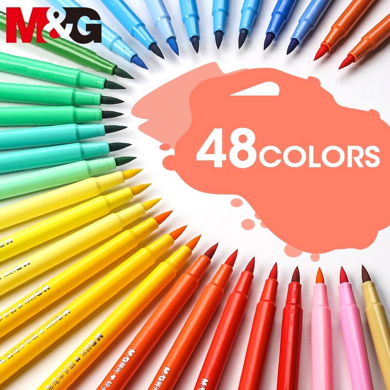 M &amp; G-rotuladores de acuarela de 12/24/36/48 colores, marcadores de arte, suministros de pintura, Juego de dibujo, papelería de pintura