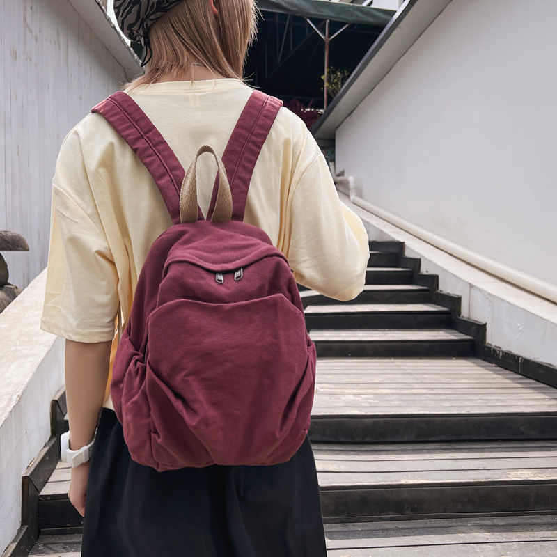 100% Baumwolle kleine Rucksäcke solide schwarz Freizeit oder Reisetaschen weiche Leinwand Pakete für Frauen hochwertige Tuch Umhängetaschen