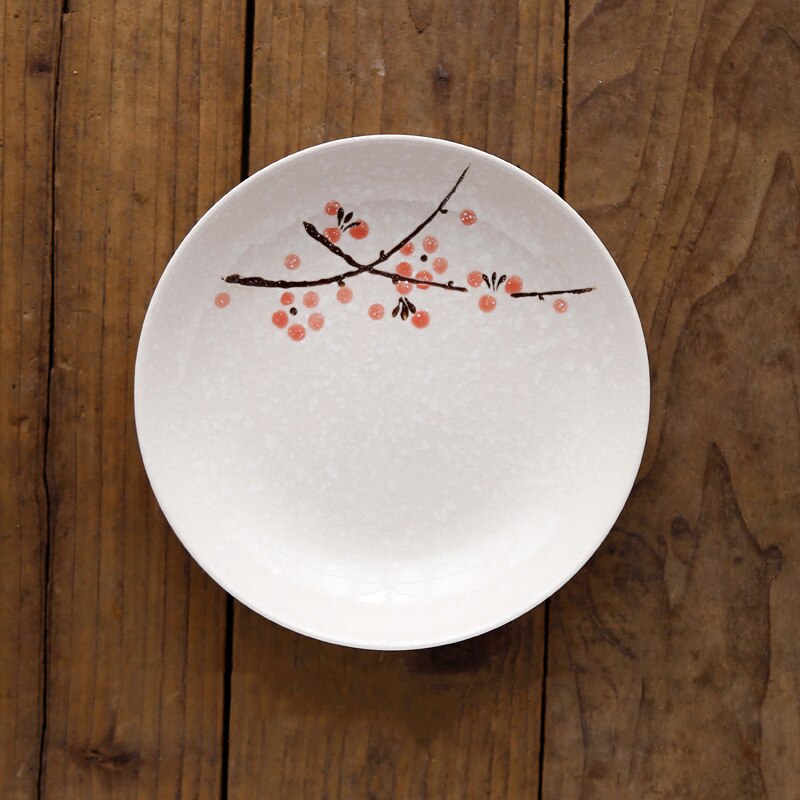 7/8 tommer japansk og koreansk stil underglasur farve dyb plade og vind snefnug keramisk frugtplade bordservice suppe ris fad: Rød / 8 tommer