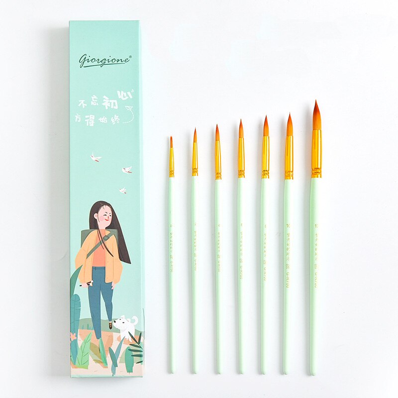 7pcs Giorgione Watercolor Paint Brush Set Multi-Shape Paint Brush For Gouache/Acrylic/Oil Painting Children Drawing Art Supplies: 3