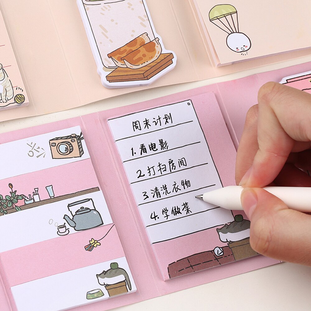 260 Vellen Multi-Fold Sticky Notes Mooie Cartoon Memo Note Dagelijkse Plan Te Doen Lijst Notepad Makkelijk Te Plakken voor Thuis Kantoor School