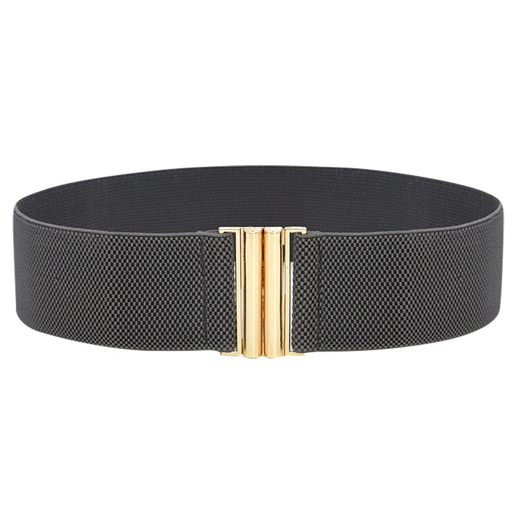 Wide Elastic Belt Lady Wide Belts Women Wide Elastic Belt Buckle Waist Dress Stretch Adornment For Women Waistband #Y7: Dark Gray
